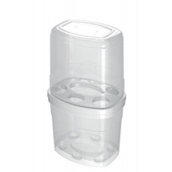 PORTA ESCOVA C/ TAMPA BRANCO - 8,9 X 11,5 X 20,2 CM