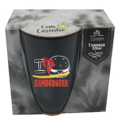 CANECA 220 ML PRETA DECORADA C/CX
