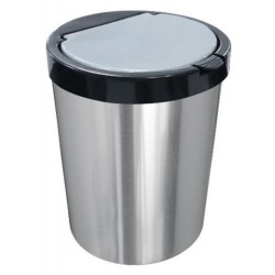 LIXEIRA P/ ESCRITORIO COM LABEL INOX 10L C/ CLICK