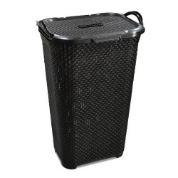 CESTO RATTAN 50L TAMPA BASCULADA PRETO