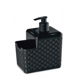PORTA DETERGENTE E ESPONJA C/ BICO RATTAN PRETO