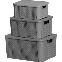 ORGANIZ. RATTAN CINZA C/ 03 PCS - 5,8L / 8,8L / 17L