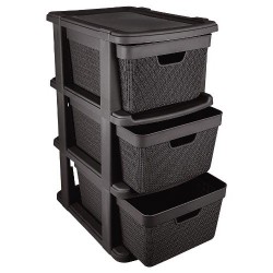 GAVETEIRO DE CHAO 3 GAVETAS 15L JUTA PRETO 59,2X42X30,5 CM
