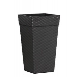 VASO QUADR COLUNA PRETO RATTAN 17,5 LTS