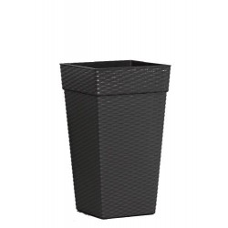 VASO QUADR COLUNA PRETO RATTAN 10 LTS