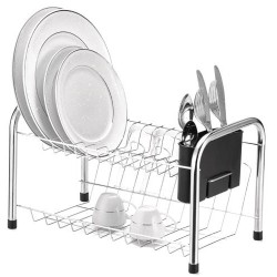 ESCORREDOR DUPLO C/ PORTA TALHER / COPO CROMADO P/ 12 PRATOS