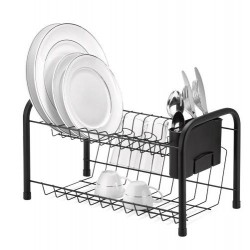 BLACK - ESCORREDOR DUPLO C/ PORTA TALHER / COPO P/ 12 PRATOS