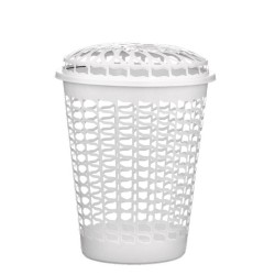 CESTO TELADO C/ TAMPA 30L BRANCO - 39 X 44 CM