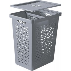 CESTO 55L C/ TAMPA E C/ ORG CINZA