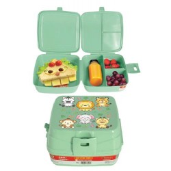 LANCHEIRA DUPLA C/ DIV SAFARI - VERDE 15 X 14,5 X 9,5CM