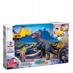 DINOSSAURO PLAYSET C/ HELICOPTERO RESGATE E BONECO