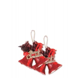 ENFEITE DE NATAL SINO 3,8CM C/ GLITER C/ 02 PARES VERMELHO