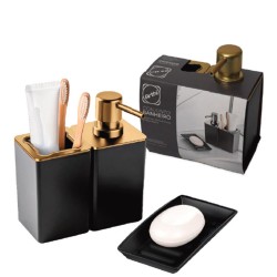 DOURADO FOSCO - CJ BANHEIRO - DISPENSER/ P.ESCOVA/ SABONETEIRA