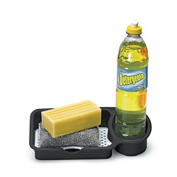 PORTA DETERGENTE C/ TELA P/ SABAO + ESPONJA PRETO