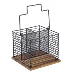 WOOD - PORTA TALHER ACACIA IRON 18,5 X 18,5 X 15 CM