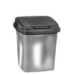 LIXEIRA 3,6L C/ TAMPA CLICK LABEL PRATA