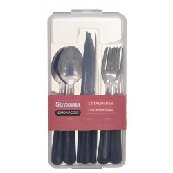SINTONIA PRETO - CJ 12 TALHERES + POTE MULTIUSO