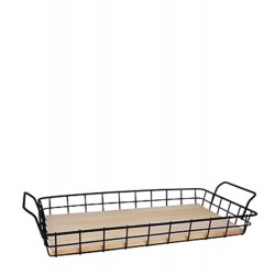 ARAMADO - BANDEJA C/ ALÇA FUNDO MADEIRA - 41 X 20 X 7 CM