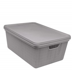 CAIXA JUTA 15L C/ TPA CINZA