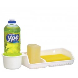 PORTA DETERGENTE/SABAO/ESPONJA - 28X10,2X6,5 CM BRANCO
